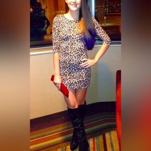 Y2K Moda International Leopard Three Quarter Sleeve Dress